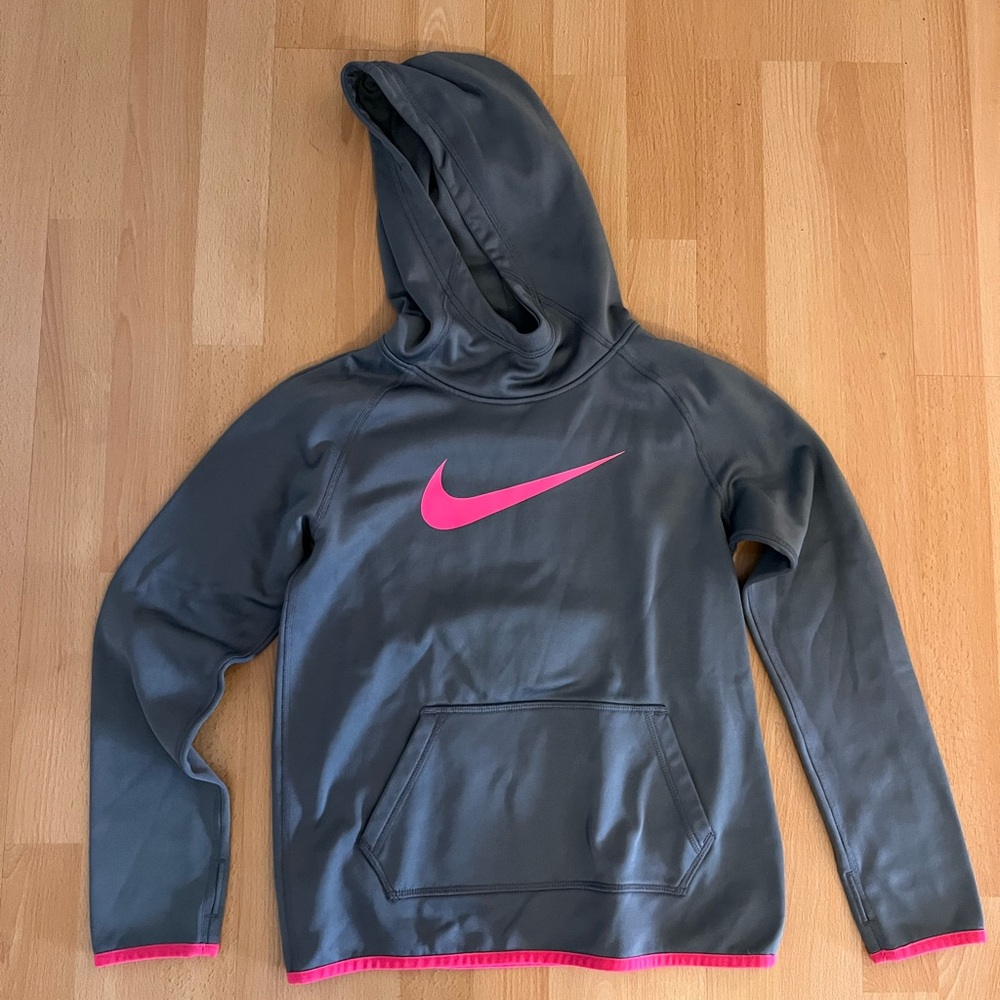 Nike Kids Charcoal and Pink Hoodie